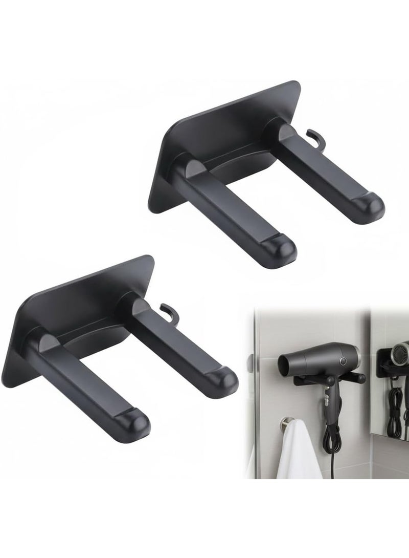 YelaJoy 2-Pack Self-Adhesive Universal Hair Dryer Holder - Wall-Mounted Hanger with Plug Bracket, Bathroom Organizer Rack for Dyson Airwrap & Straightener - Image 1